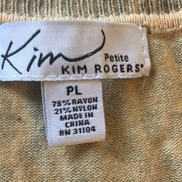 Kim Rogers Petite Knit Top Large Vneck Leopard Animal Print Mobwife Classic - Picture 7 of 8